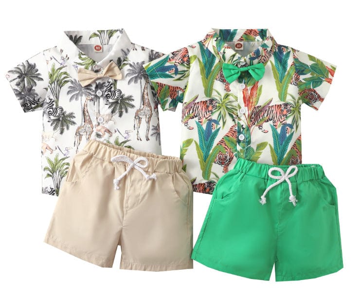 kids and babies clothing "Bahama Boy" Fun Tropical Print Shorts Set -The Palm Beach Baby