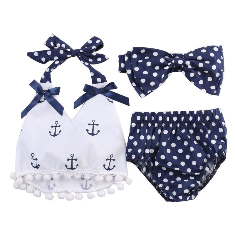 Blue / 6M "Anchors Aweigh" 3 PC Bloomers Set 2 -The Palm Beach Baby