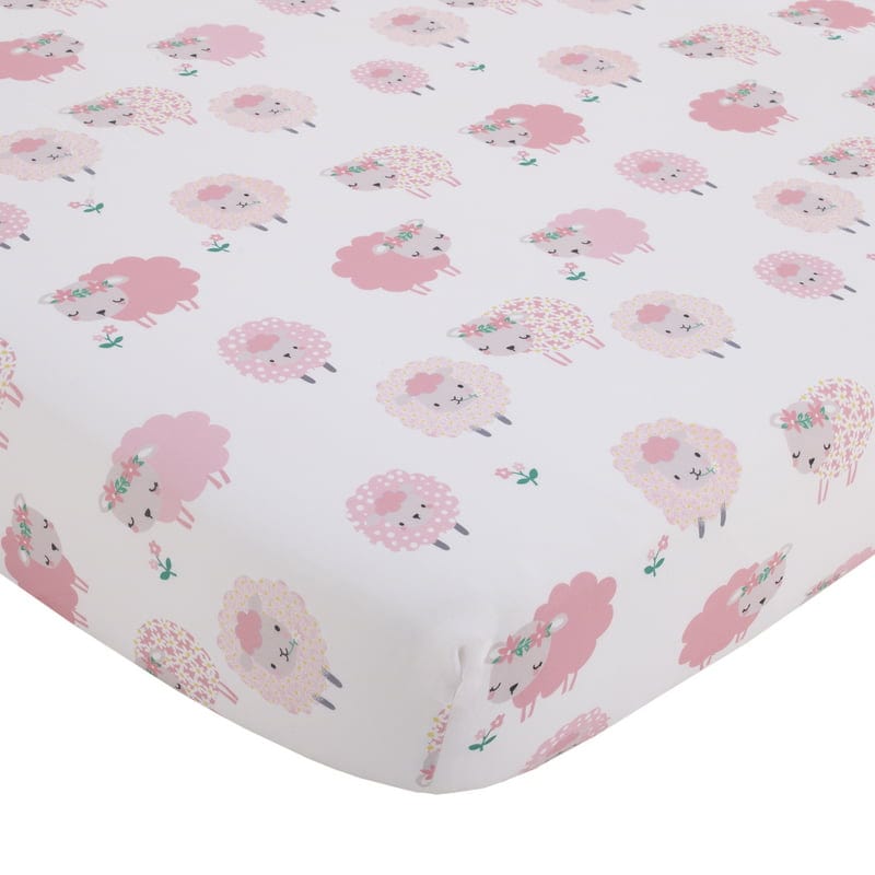 baby shower gift Farm Chic - Little Lambs Pink 3-Piece Crib Bedding Set -The Palm Beach Baby
