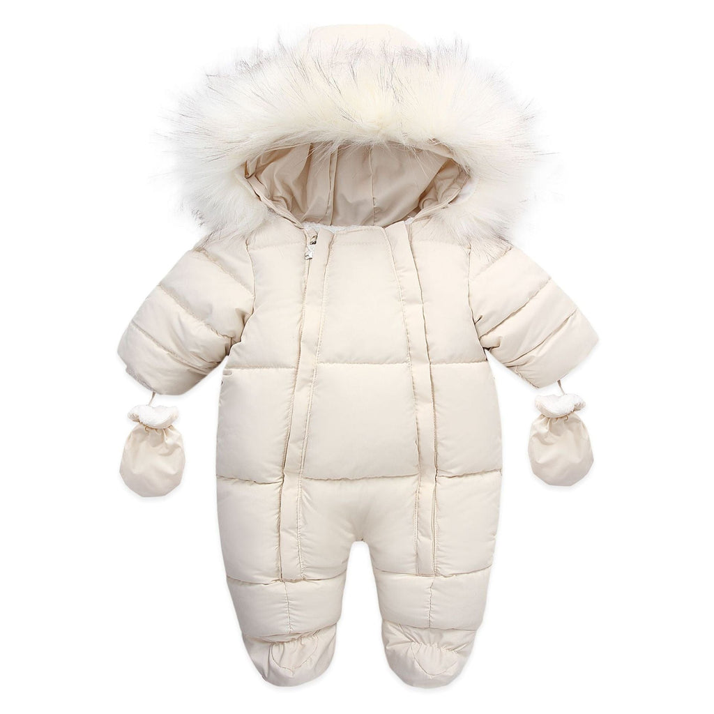kids and babies clothing Beige / 66cm Winter-Warm Quilted 1PC Snowsuit Romper -The Palm Beach Baby