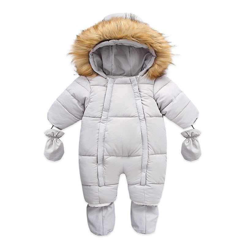 kids and babies clothing Grey / 66cm Winter-Warm Quilted 1PC Snowsuit Romper -The Palm Beach Baby
