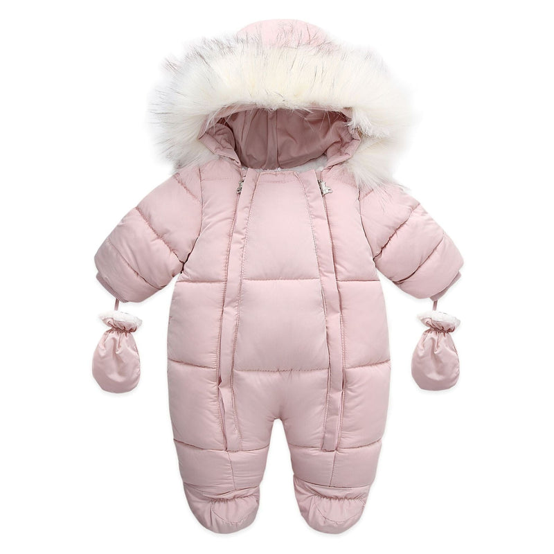 kids and babies clothing Pink / 66cm Winter-Warm Quilted 1PC Snowsuit Romper -The Palm Beach Baby