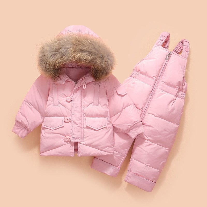 babies and kids clothing pink / 18M 2PC Cozy-Warm Quilted Snowsuit -The Palm Beach Baby