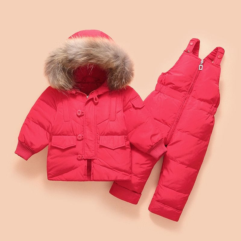 babies and kids clothing red / 18M 2PC Cozy-Warm Quilted Snowsuit -The Palm Beach Baby