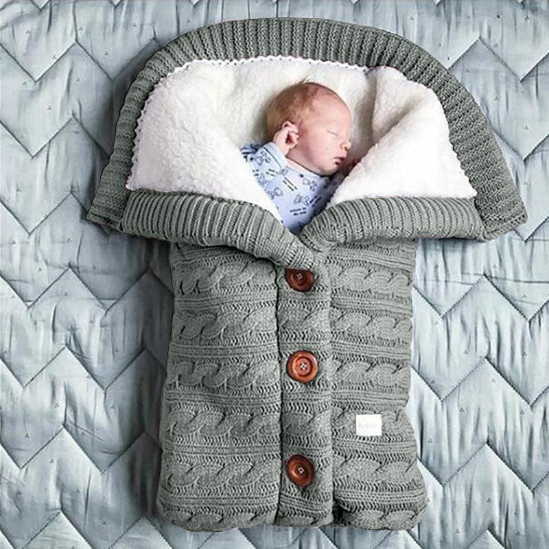 babies accessories 3 Button Sleeping Bag - Grey / 70*40cm Cozy Warm Knitted Infants Sleeping Envelope -The Palm Beach Baby