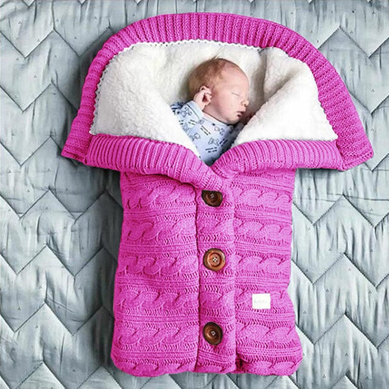 babies accessories 3 Button Sleeping Bag Rose Red / 70*40cm Cozy Warm Knitted Infants Sleeping Envelope -The Palm Beach Baby