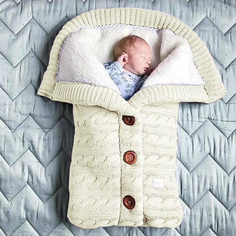 babies accessories 3 Button Sleeping Bag - White / 70*40cm Cozy Warm Knitted Infants Sleeping Envelope -The Palm Beach Baby