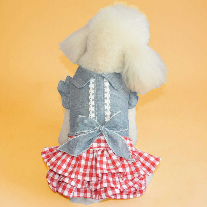 Pet dress Red and white grid / XS DIVA Pet -  Spring/Summer Blue Gingham Dress -The Palm Beach Baby