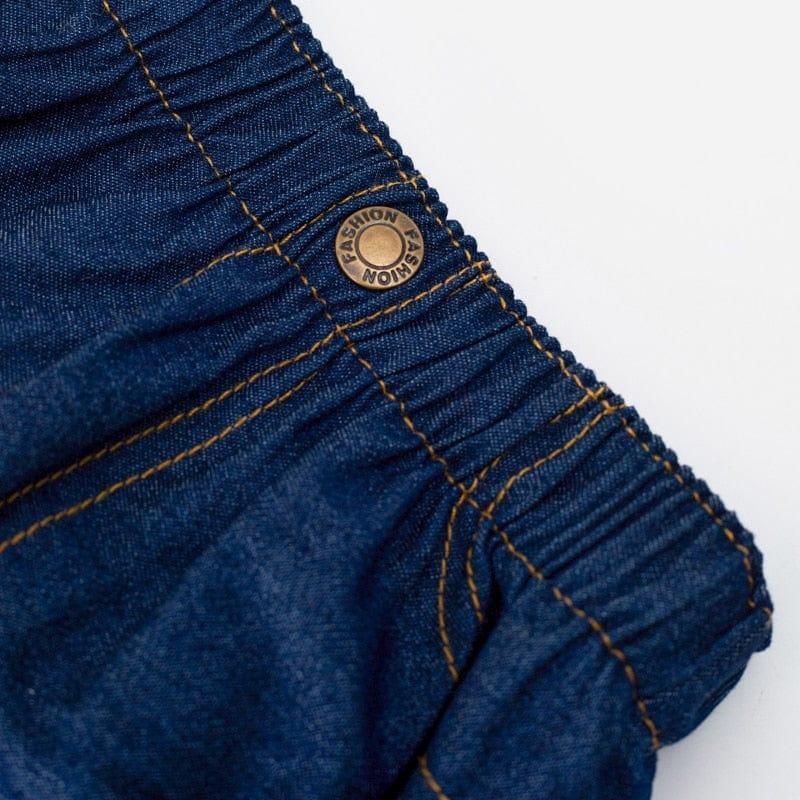 "Pamela-Ann" Denim Bloomers And White Top Outfit - 2 PC Set - The Palm Beach Baby