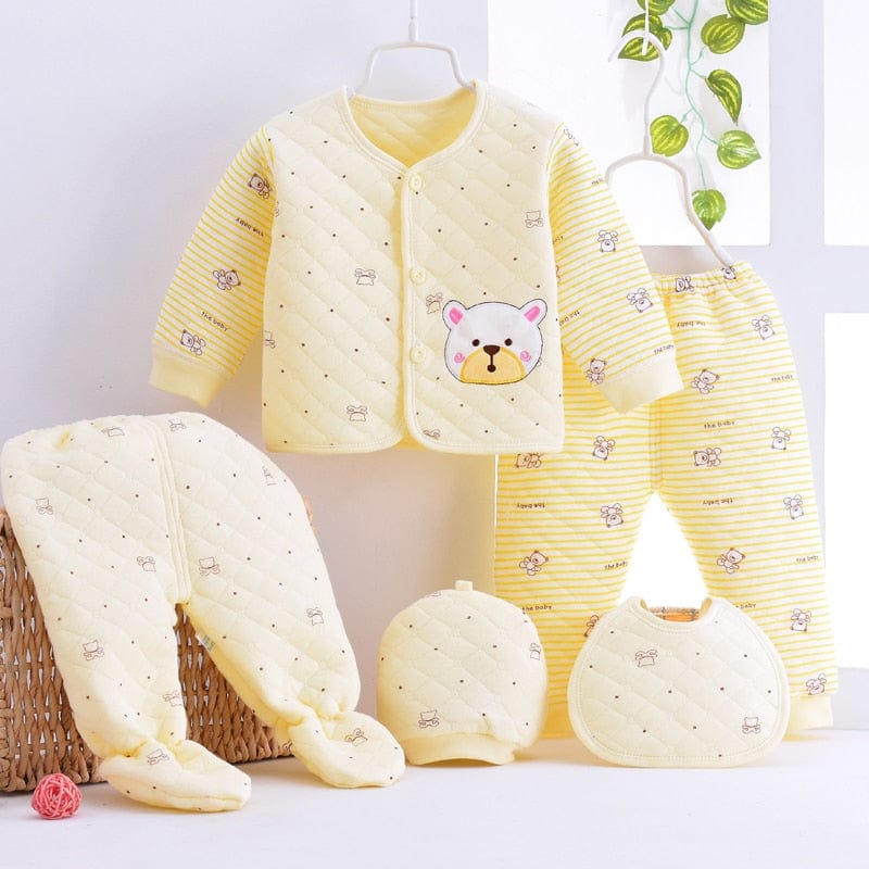 kids and babies Yellow 11 / 0-3M Copy of 5PC Newborn Baby's Patterned Quilted Layette Set -The Palm Beach Baby