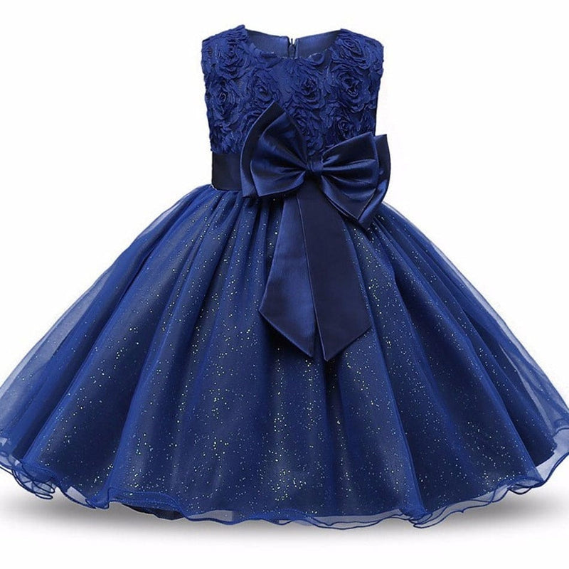 baby and kids apparel "Cara-Ann" Tulle Lace Dress With Bow -The Palm Beach Baby