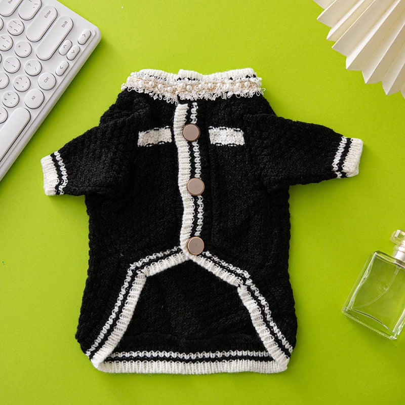 pet clothes Black / XS DIVA Pet Chic Knit Cardigan Sweater -The Palm Beach Baby