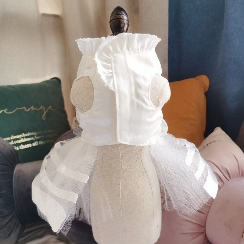 pet dress DIVA Pet - Elegant "Chantelle" White Special Occasion Dress -The Palm Beach Baby
