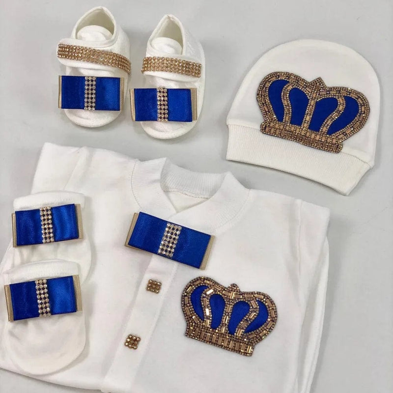 babies and kids Clothing blue gold crown / newborn size 52 Luxury HRH Crown Baby's Layette Set -The Palm Beach Baby