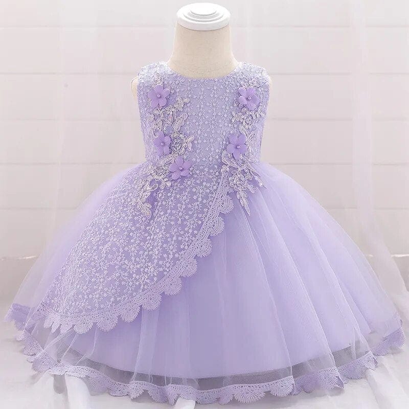 babies and kids Clothing Light purple / 3M "Zoe" Beaded Lace Special Occasion Dress -The Palm Beach Baby