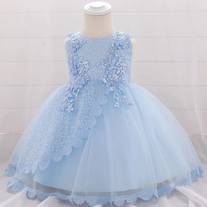 babies and kids Clothing Sky blue / 3M "Zoe" Beaded Lace Special Occasion Dress -The Palm Beach Baby