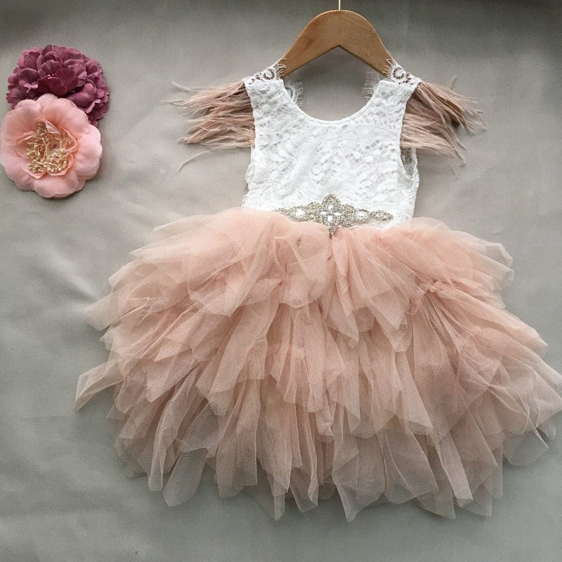 babies and kids Clothing Apricot tulle / 100(2-3Y) "Cecilia" Special Occasion Party Dress -The Palm Beach Baby