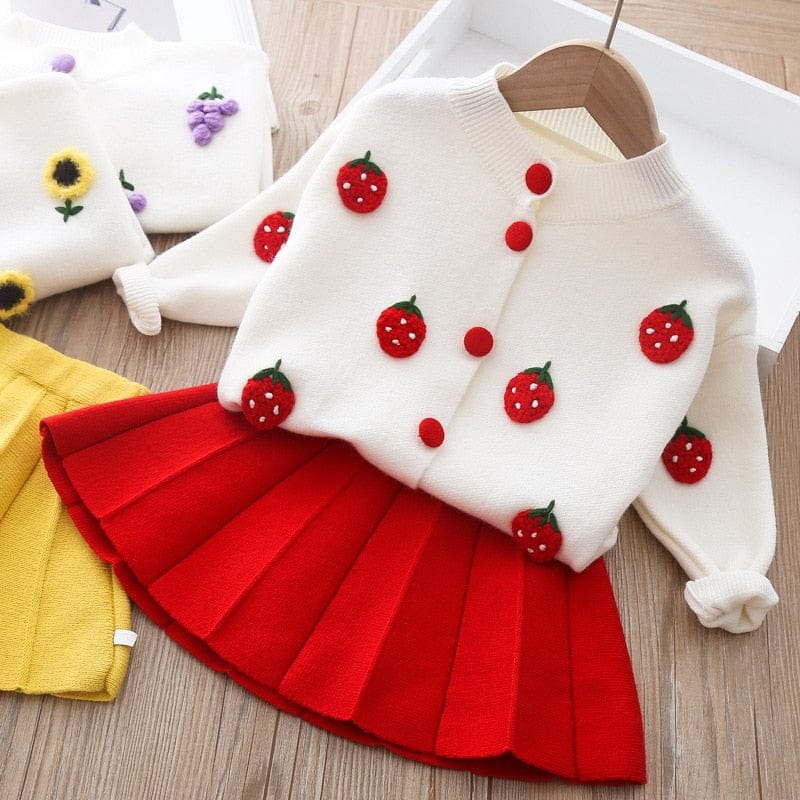 babies and kids Clothing as picutre 11 / 9M "Suzanne" 2 PC Knit Skirt Set - Strawberry Cuteness -The Palm Beach Baby