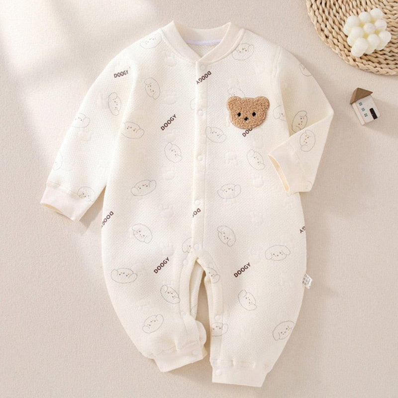 babies and kids Clothing beige 1 / 0-3M / CN "Teddi Bear" Cotton Romper -The Palm Beach Baby