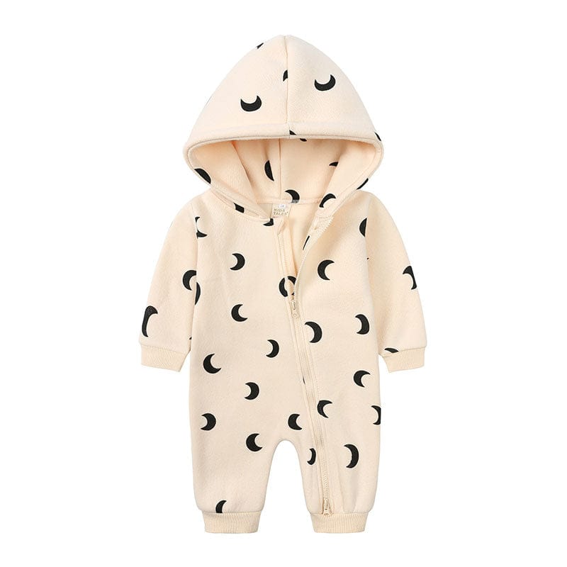 babies and kids Clothing Beige / 3M Fun Print Hooded Romper -The Palm Beach Baby