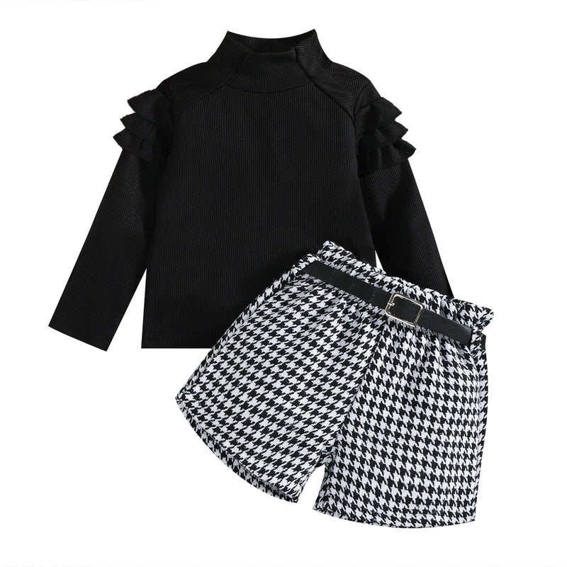 babies and kids Clothing Black / 2T "Brooklynn" Fall Houndstooth Shorts Set -The Palm Beach Baby