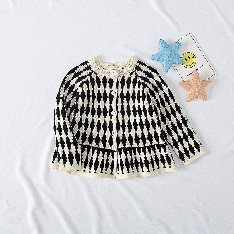 babies and kids Clothing Black / 3T / China Chic "Harlequin" Print Child's Cardigan Knit Sweater -The Palm Beach Baby