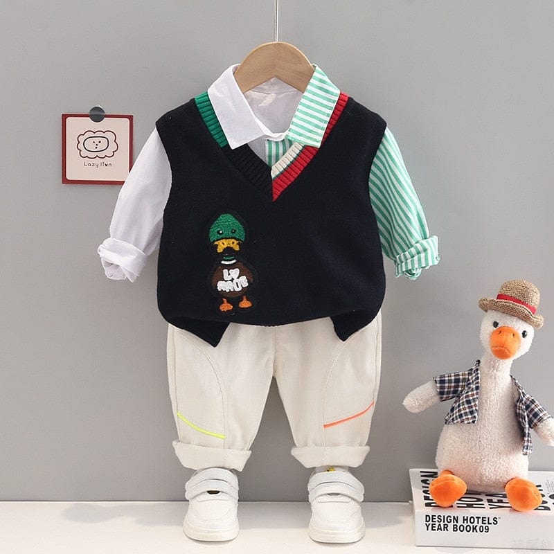 babies and kids Clothing Black / 80CM (6-12M) "Everything's Ducky" Boy's 3-PC Casual Outfit -The Palm Beach Baby