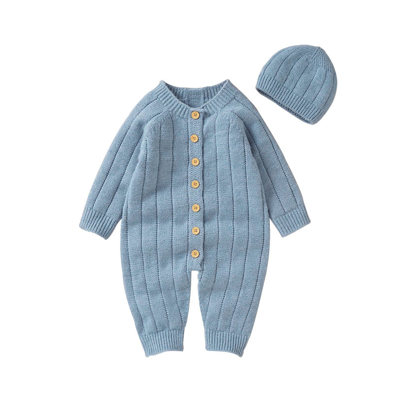 babies and kids Clothing Blue / 0-3Months "Monroe" Cozy Warm 2PC Romper Set -The Palm Beach Baby