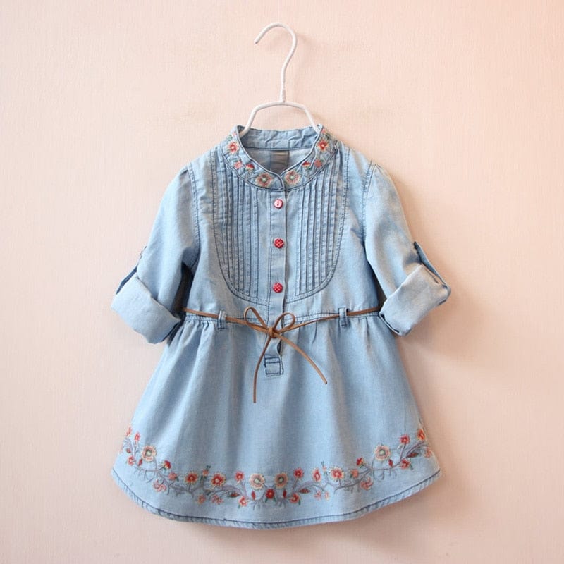 babies and kids Clothing Blue / 3T "Paula-Ann" Girl's Embroidered Dress -The Palm Beach Baby