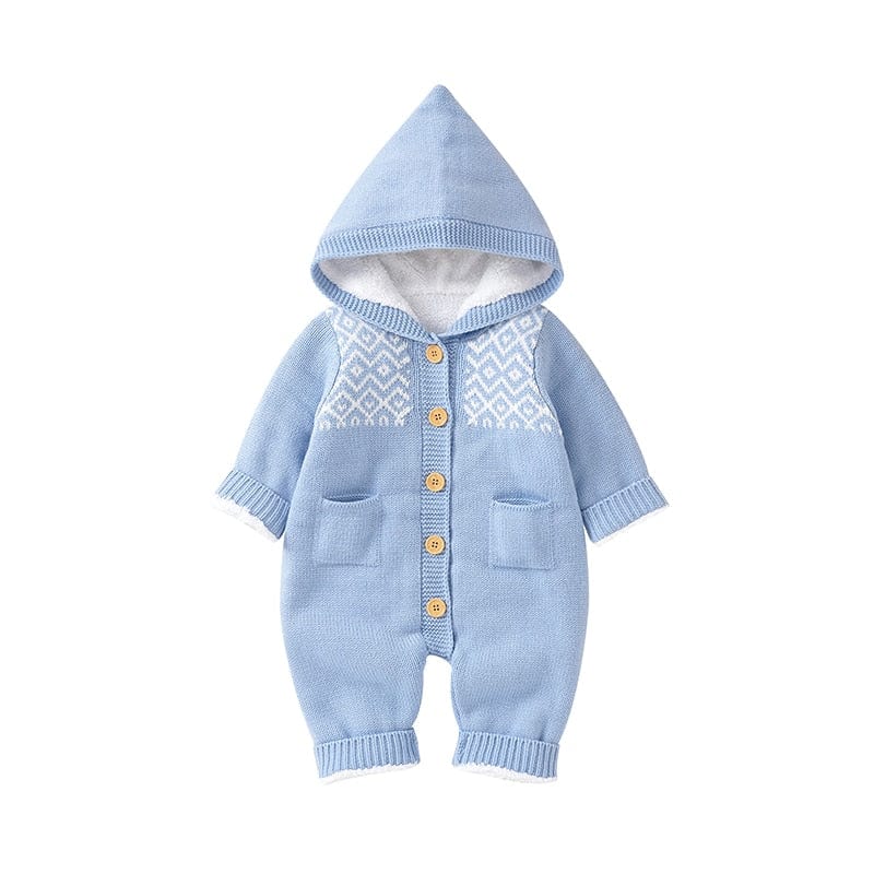 babies and kids Clothing Blue HD82W1400 1 / 3M "Taylor" Hooded Fleece-Lined Knit Romper -The Palm Beach Baby