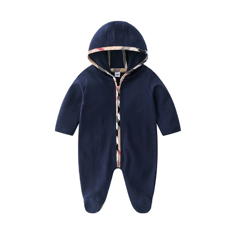 babies and kids Clothing Dark blue 1 / 0-3M "Morgan" Baby's Cotton Romper -The Palm Beach Baby