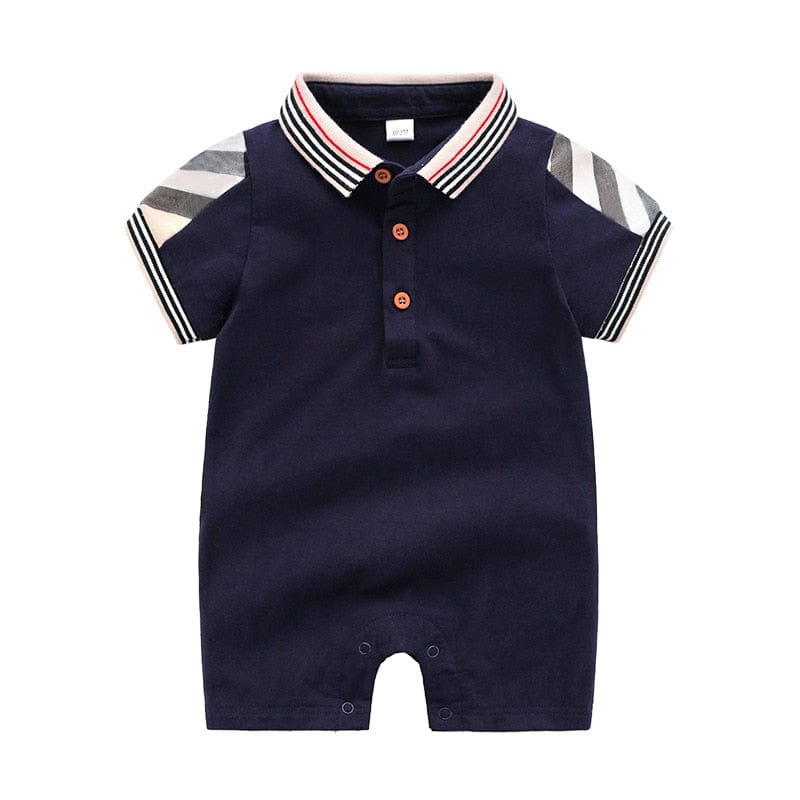 babies and kids Clothing Dark blue 2 / 0-3M "Morgan" Baby's Short-Sleeved Romper -The Palm Beach Baby