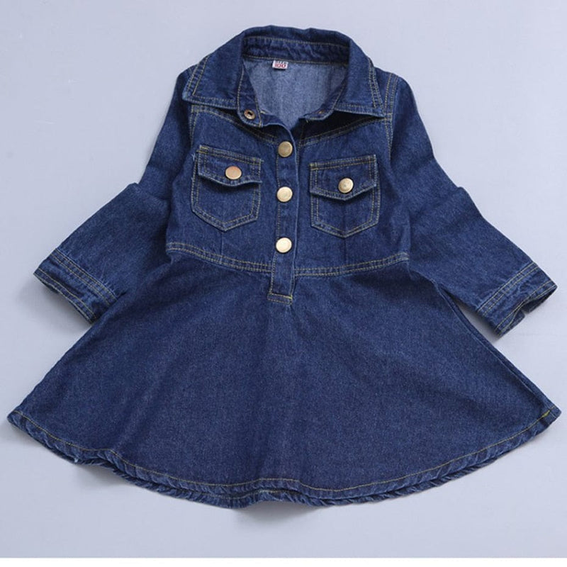 babies and kids Clothing "Denim Stylish" Girl's Dress -The Palm Beach Baby