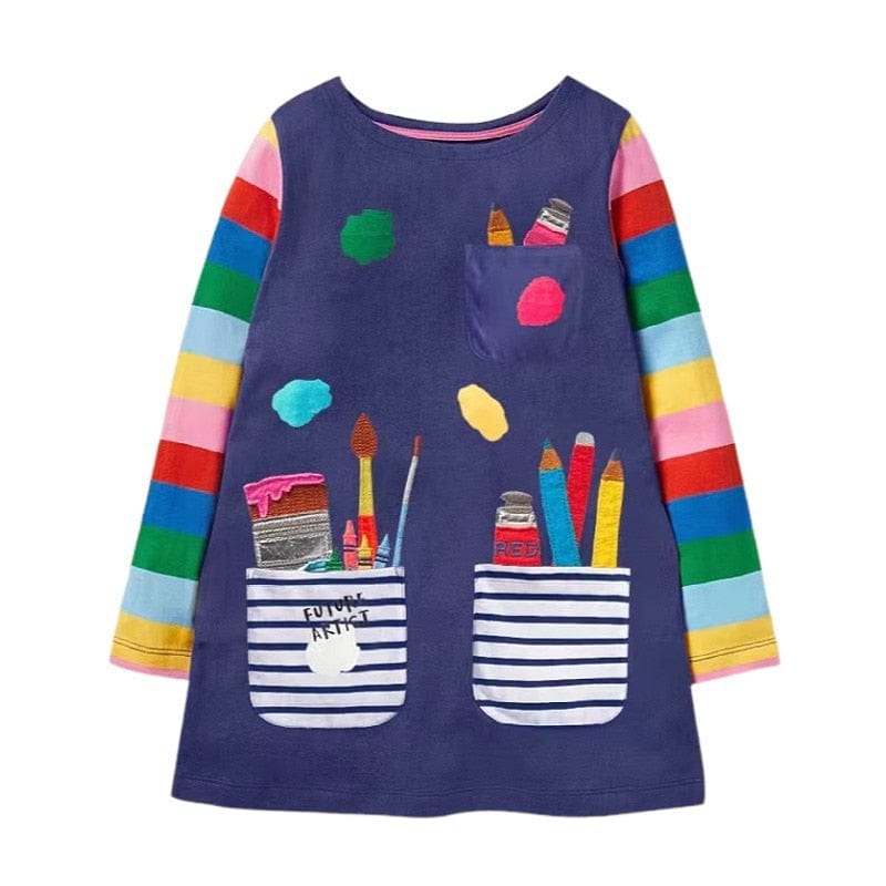 babies and kids Clothing Fun-Themed Girl's Casual Dress - 10 Designs -The Palm Beach Baby
