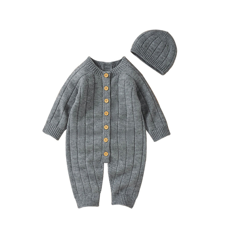 babies and kids Clothing Gray / 0-3Months "Monroe" Cozy Warm 2PC Romper Set -The Palm Beach Baby