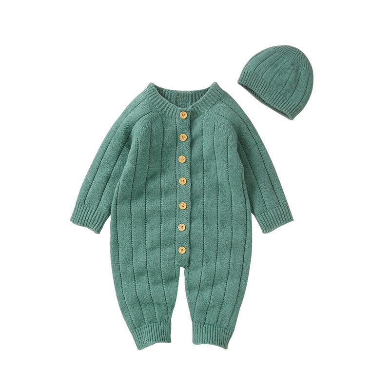babies and kids Clothing Green / 0-3Months "Monroe" Cozy Warm 2PC Romper Set -The Palm Beach Baby