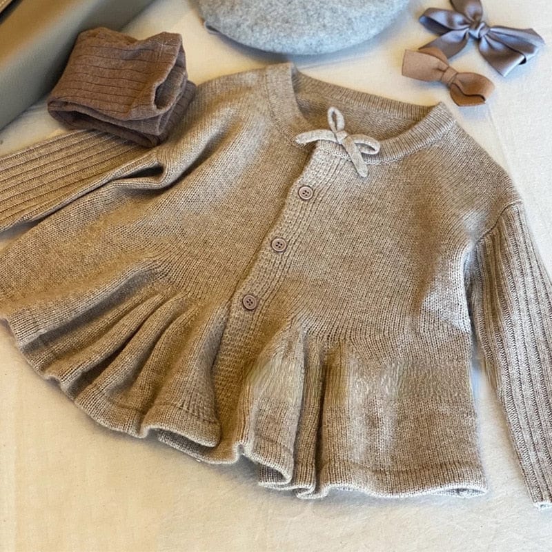 babies and kids Clothing Grey / 90 for 2y "Cora" Taupe Beige Cardigan Sweater -The Palm Beach Baby