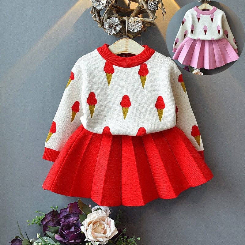 babies and kids Clothing "Ice Cream Sweetie" 2 PC Knit Skirt Set -The Palm Beach Baby
