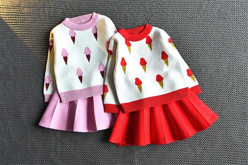 babies and kids Clothing "Ice Cream Sweetie" 2 PC Knit Skirt Set -The Palm Beach Baby