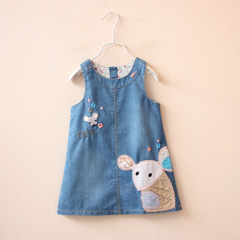 babies and kids Clothing "Little Mouse" Denim Jumper Dress -The Palm Beach Baby