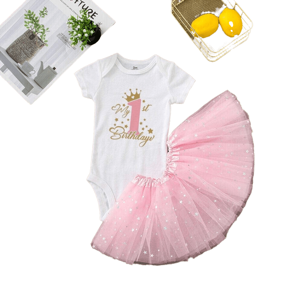 babies and kids Clothing "My 1st Birthday" Pink Tutu Set -Stars -The Palm Beach Baby