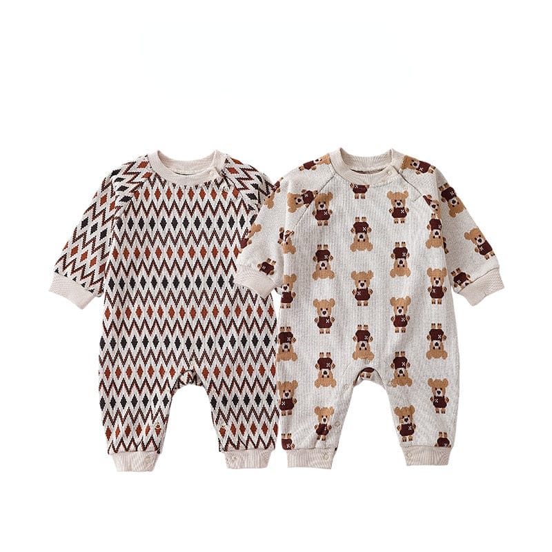 babies and kids Clothing "My Little Teddy Bear" Jacquard Knit Romper -The Palm Beach Baby