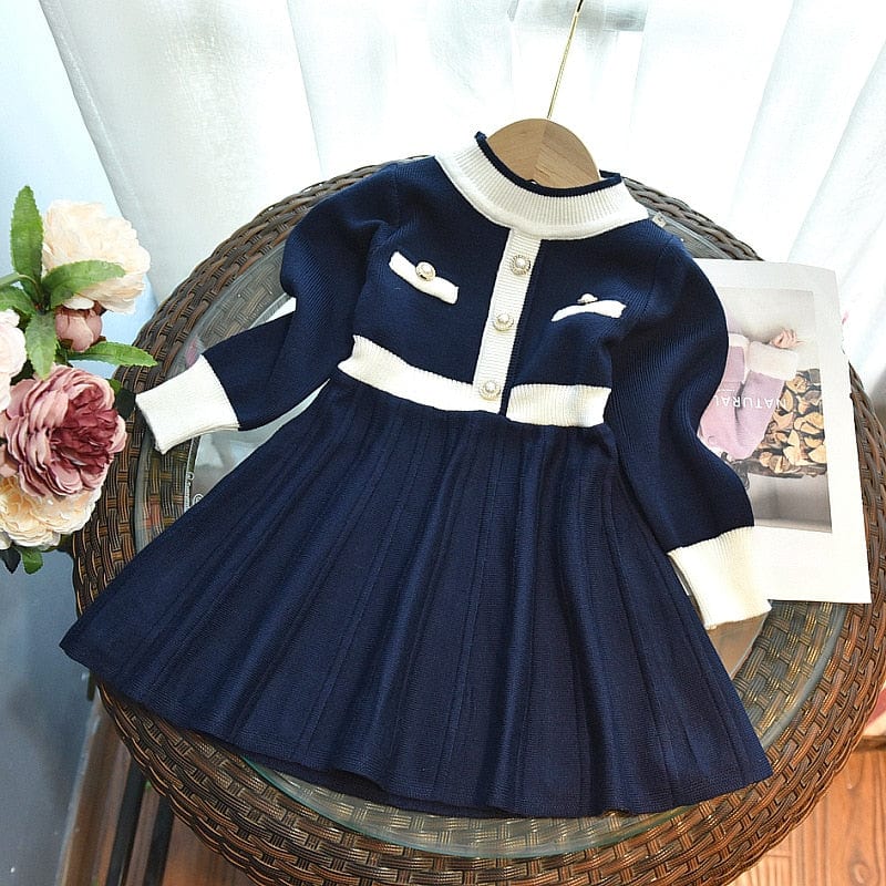 babies and kids Clothing Navy NO 2 / 2T "Laurel" Knit Dress - 2 Colors -The Palm Beach Baby