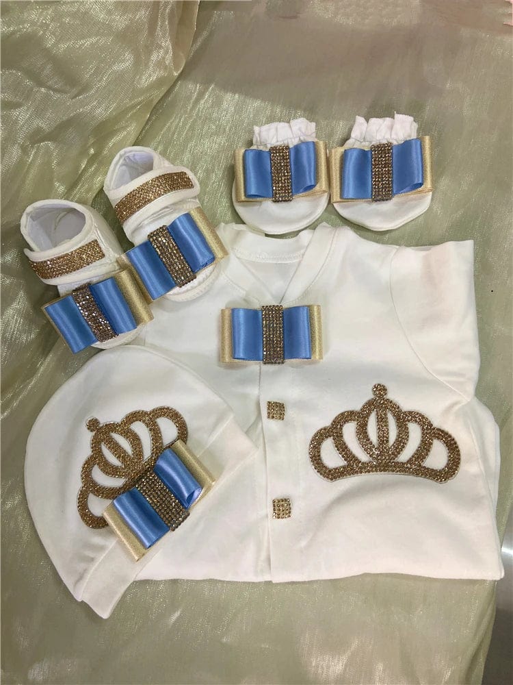 babies and kids Clothing new blue / newborn size 52 Luxurious Crown Baby 's Layette Set - Baby Blue -The Palm Beach Baby