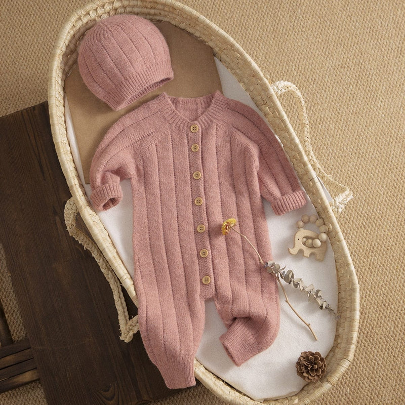 babies and kids Clothing Pink / 0-3Months "Monroe" Cozy Warm 2PC Romper Set -The Palm Beach Baby