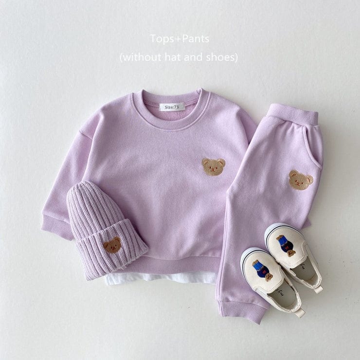 babies and kids Clothing Purple / 6M "Bear Cutie" 2 PC  Warm-Up Set -The Palm Beach Baby