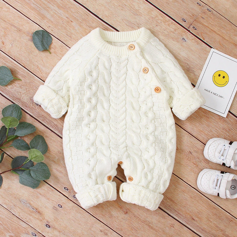 babies and kids Clothing "Sweet in Knit" Cable Knit Fall/Winter Baby's Romper -The Palm Beach Baby