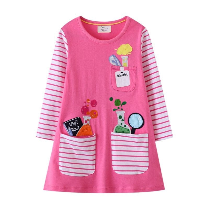 babies and kids Clothing T7814 / 2T / CN Fun-Themed Girl's Casual Dress - 10 Designs -The Palm Beach Baby