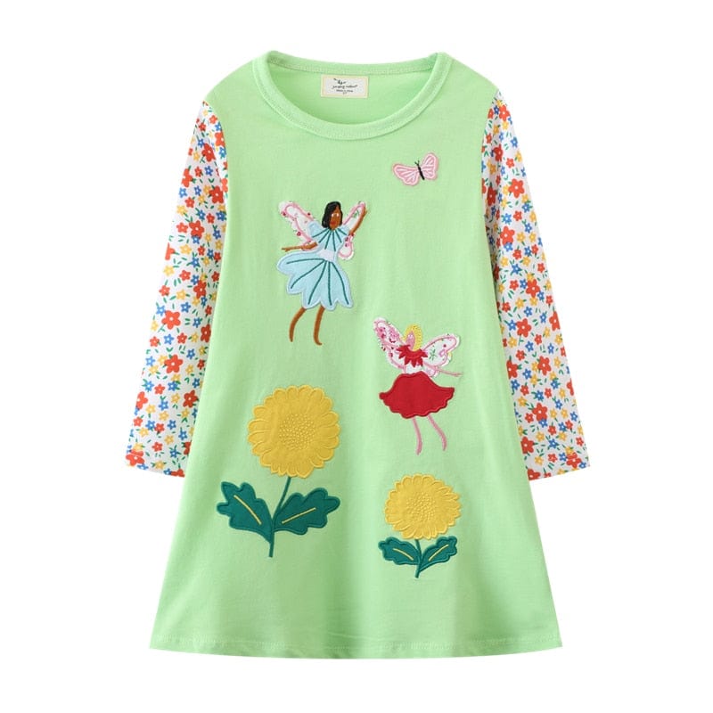 babies and kids Clothing T7826 Fairy tale / 2T / China Fun-Themed Girl's Casual Dress - 10 Designs -The Palm Beach Baby