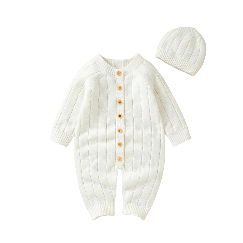 babies and kids Clothing White / 0-3Months "Monroe" Cozy Warm 2PC Romper Set -The Palm Beach Baby